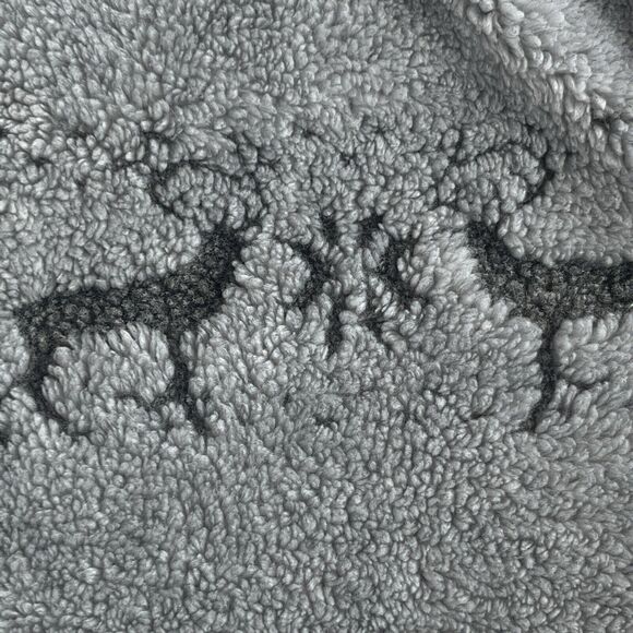 Black Mountain Jacket Womens Large Full Zip Gray Fleece Deer Snowflake Jacket - Picture 3 of 11